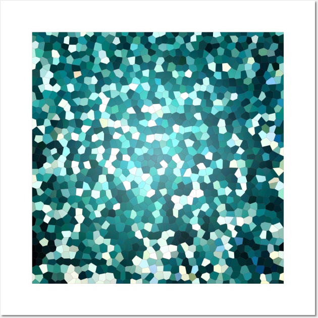 Teal geometric mosaic pattern Wall Art by MandalaHaze